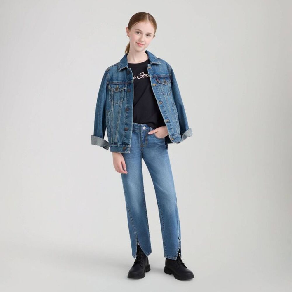 Levi's Girls' Regular-Rise Split Straight Leg Jeans - Medium Wash 16